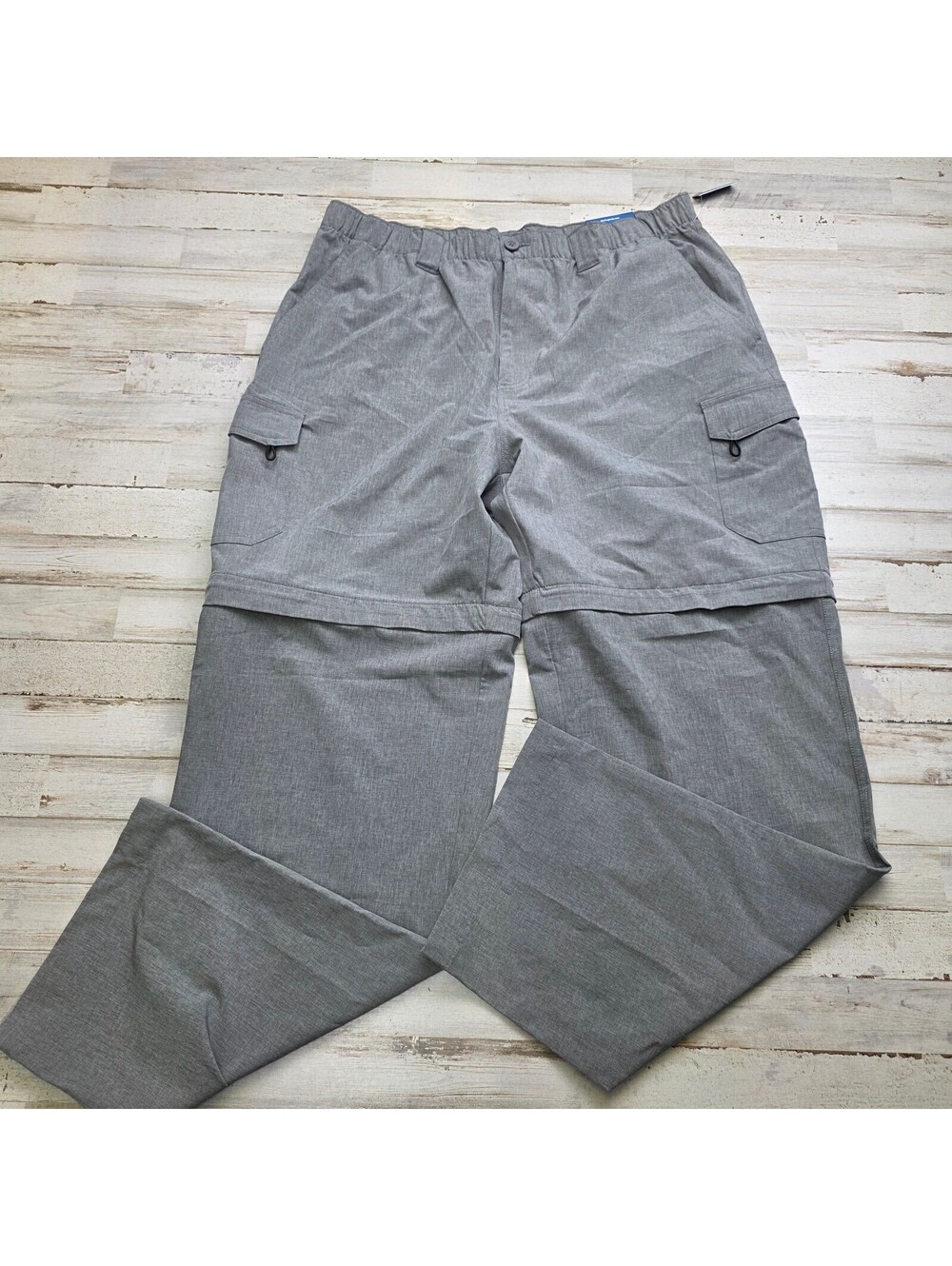 Reel Legends Convertible Cargo Pants XL 32 Gray Zip Off UPF 50 Stretch NWT